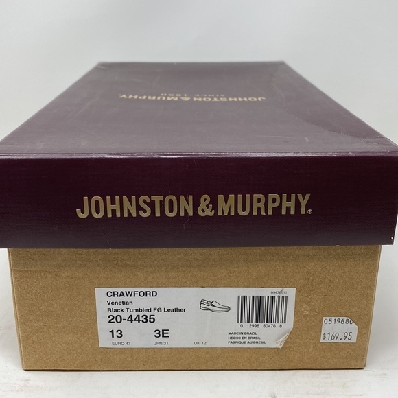 Johnston & Murphy Crawford Venetian Loafer Black Tumbled FG Leather EEE WIDTH main image 4